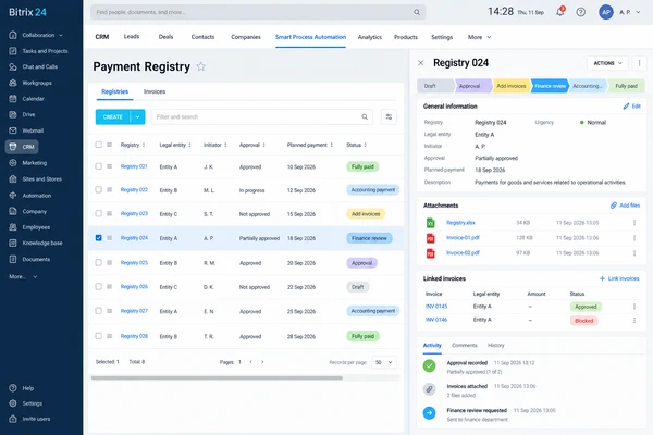Generated Payment Registry interface preview based on project requirements; illustrative sample data